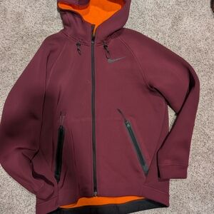 Nike Tech  Men's Therma Sphere Maroon Hooded Jacket with Orange Lining